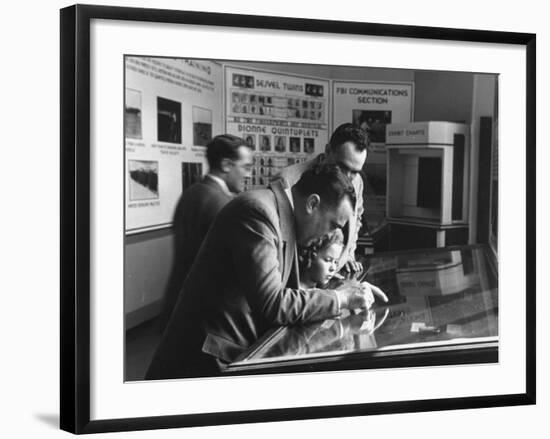 FBI Director J. Edgar Hoover Giving Child Actress Shirley Temple a Department of Justice Tour-Thomas D^ Mcavoy-Framed Premium Photographic Print