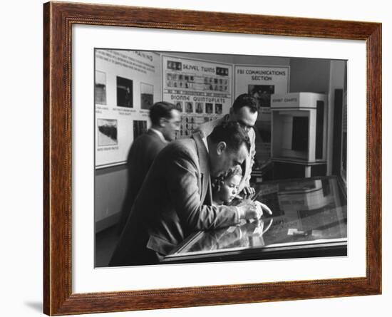 FBI Director J. Edgar Hoover Giving Child Actress Shirley Temple a Department of Justice Tour-Thomas D^ Mcavoy-Framed Premium Photographic Print