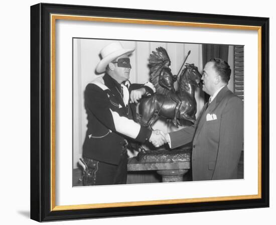 FBI Director J. Edgar Hoover with Radio Performer-null-Framed Photo