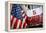 FDNY Truck with American Flag-null-Framed Stretched Canvas