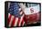 FDNY Truck with American Flag-null-Framed Stretched Canvas