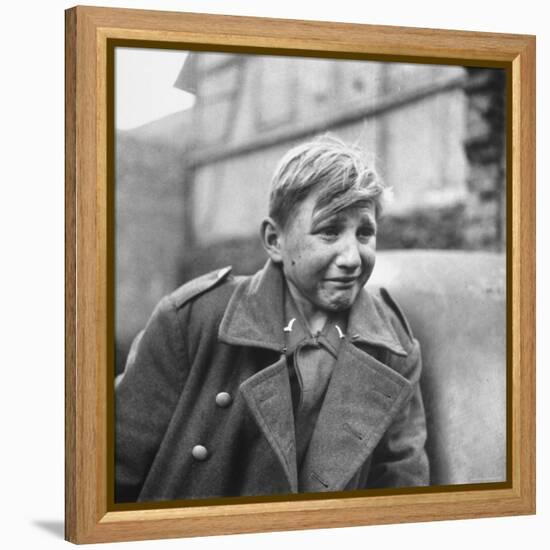 Fearful 15 Year Old German Luftwaffe Crying After Being Taken Prisoner by American Forces-John Florea-Framed Premier Image Canvas