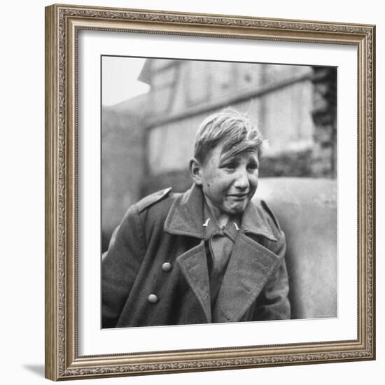 Fearful 15 Year Old German Luftwaffe Crying After Being Taken Prisoner by American Forces-John Florea-Framed Photographic Print