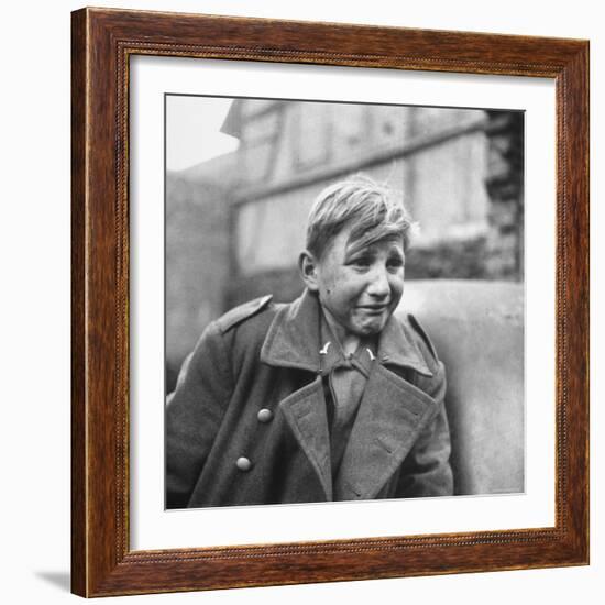 Fearful 15 Year Old German Luftwaffe Crying After Being Taken Prisoner by American Forces-John Florea-Framed Photographic Print