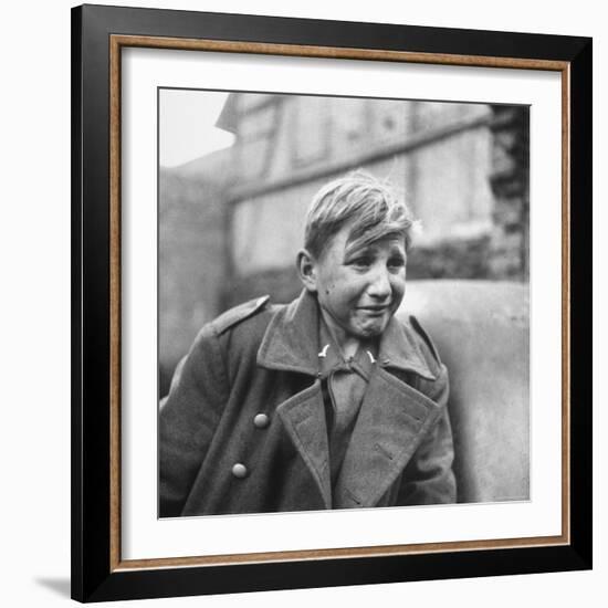 Fearful 15 Year Old German Luftwaffe Crying After Being Taken Prisoner by American Forces-John Florea-Framed Photographic Print