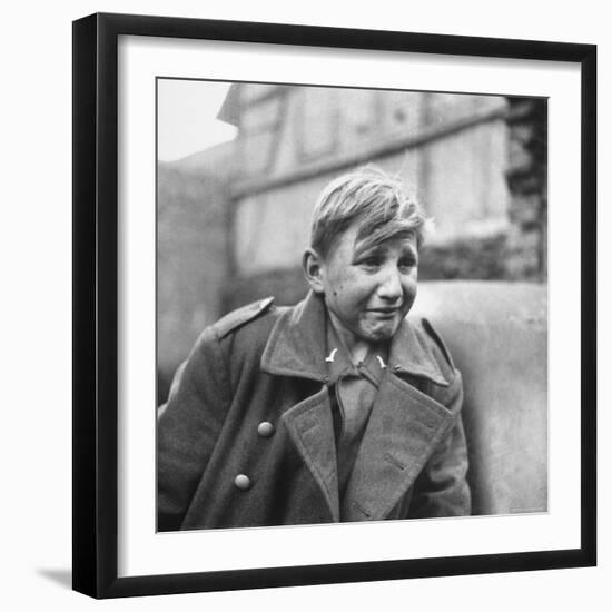 Fearful 15 Year Old German Luftwaffe Crying After Being Taken Prisoner by American Forces-John Florea-Framed Photographic Print