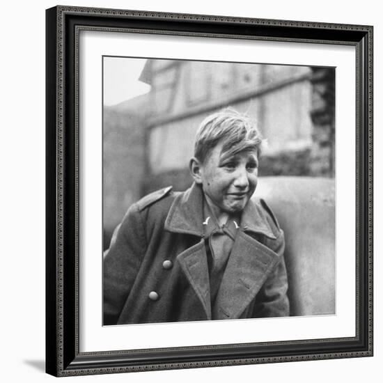 Fearful 15 Year Old German Luftwaffe Crying After Being Taken Prisoner by American Forces-John Florea-Framed Photographic Print