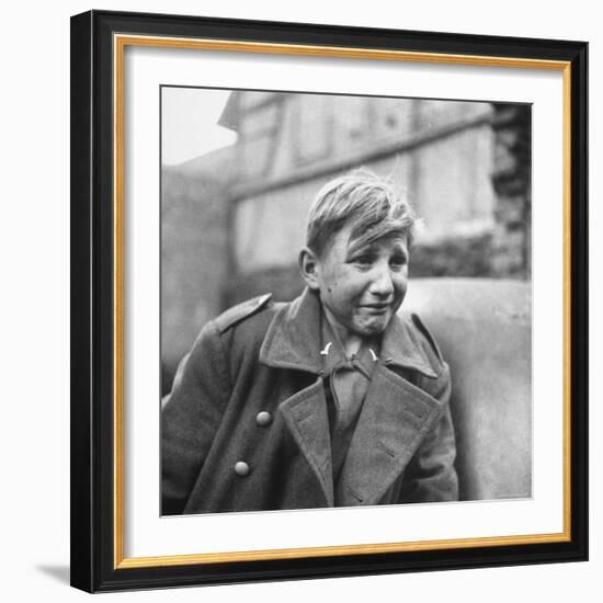 Fearful 15 Year Old German Luftwaffe Crying After Being Taken Prisoner by American Forces-John Florea-Framed Photographic Print