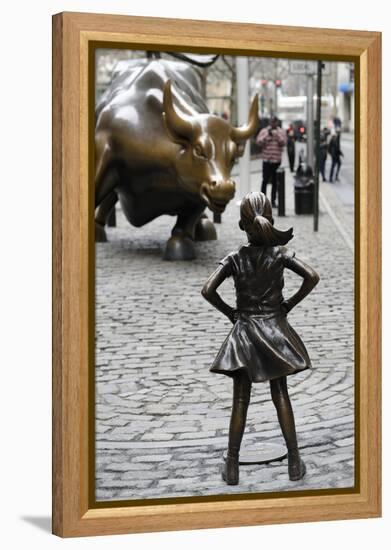 Fearless Girl Wall Street-null-Framed Premier Image Canvas