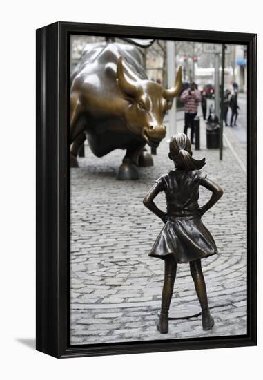 Fearless Girl Wall Street-null-Framed Premier Image Canvas