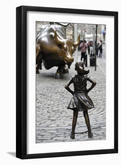 Fearless Girl Wall Street-null-Framed Premium Photographic Print