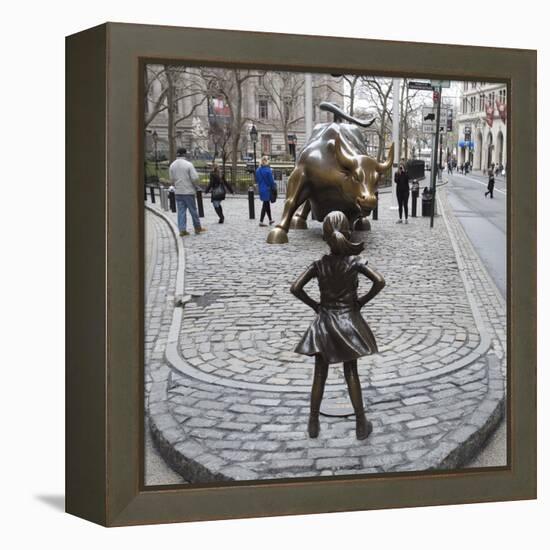 Fearless Girl Wall Street-null-Framed Premier Image Canvas