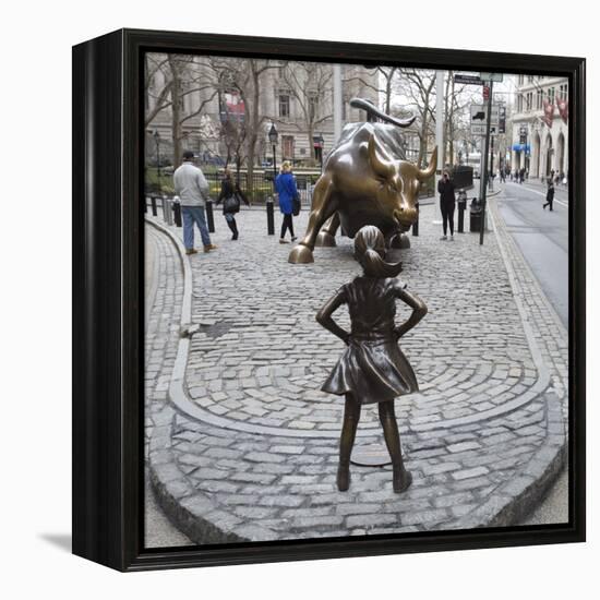 Fearless Girl Wall Street-null-Framed Premier Image Canvas