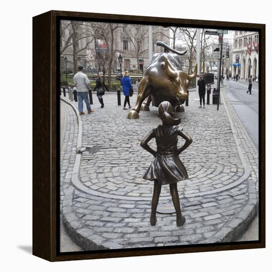 Fearless Girl Wall Street-null-Framed Premier Image Canvas