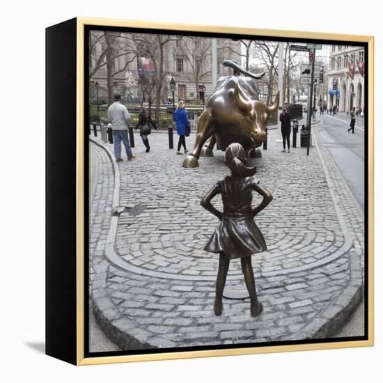 Fearless Girl Wall Street-null-Framed Premier Image Canvas