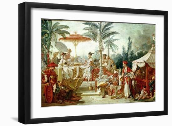 Feast of the Chinese Emperor, Study for a Tapestry Cartoon, circa 1742-Francois Boucher-Framed Giclee Print