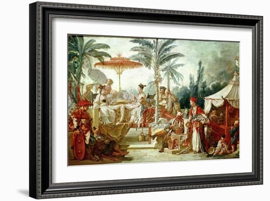 Feast of the Chinese Emperor, Study for a Tapestry Cartoon, circa 1742-Francois Boucher-Framed Giclee Print