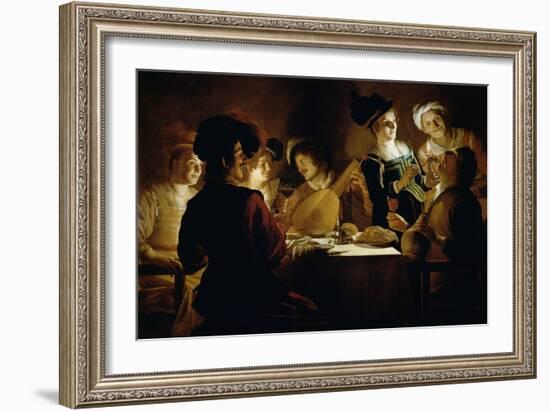 Feast with a Lute Player, c.1620-Gerrit van Honthorst-Framed Giclee Print