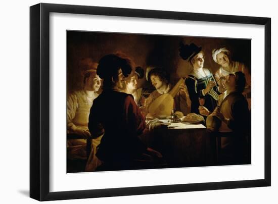 Feast with a Lute Player, c.1620-Gerrit van Honthorst-Framed Giclee Print