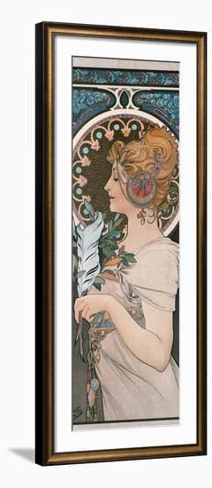 Feather, 1899-Alphonse Mucha-Framed Giclee Print