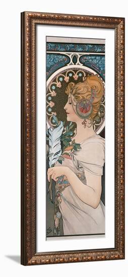 Feather, 1899-Alphonse Mucha-Framed Giclee Print