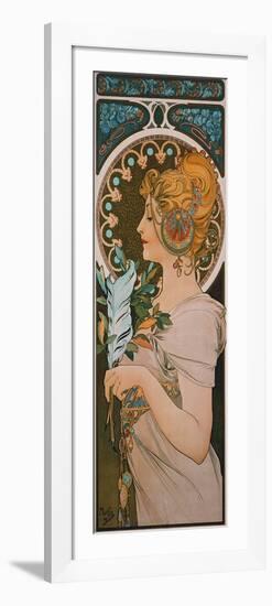 Feather, 1899-Alphonse Mucha-Framed Giclee Print