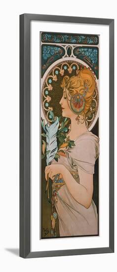 Feather, 1899-Alphonse Mucha-Framed Giclee Print