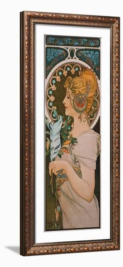 Feather, 1899-Alphonse Mucha-Framed Giclee Print