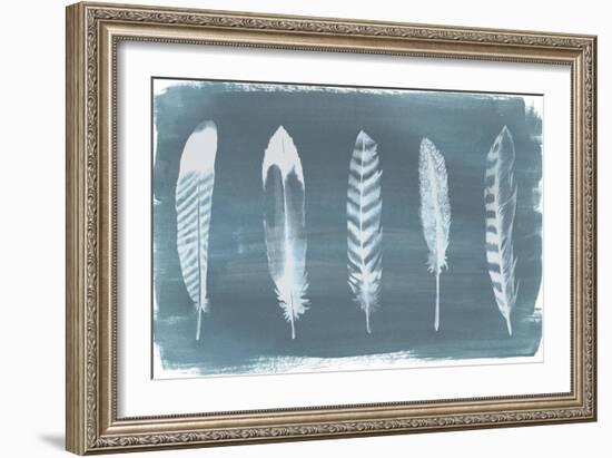 Feathers on Dusty Teal II-Grace Popp-Framed Art Print