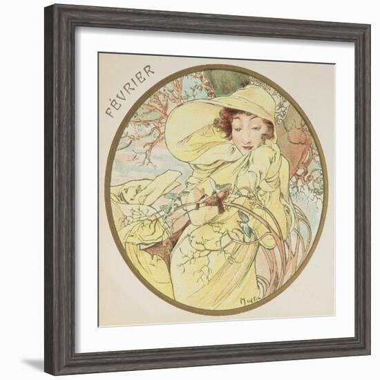 February, 1899 (Detail)-Alphonse Mucha-Framed Giclee Print