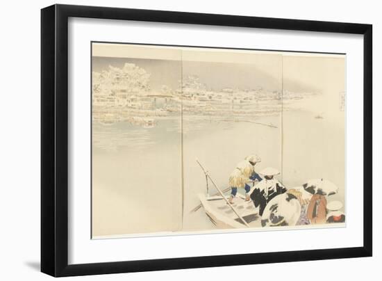 February: Matsuchiyanma Hill at Dusk in Snow, March 1896-Kobayashi Kiyochika-Framed Giclee Print