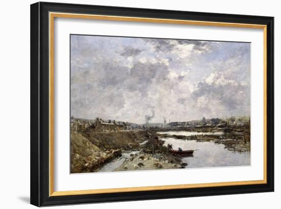 Fecamp, L'Arriere-Port En Construction, 1883-Eugène Boudin-Framed Giclee Print