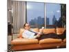 Fed. Reserve Bd. Chairman Appointee Alan Greenspan Stretched Out on Couch in His Apartment-Ted Thai-Mounted Premium Photographic Print