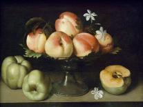 Still Life Peaches Apples and Flowers-Fede Gallzia-Framed Art Print