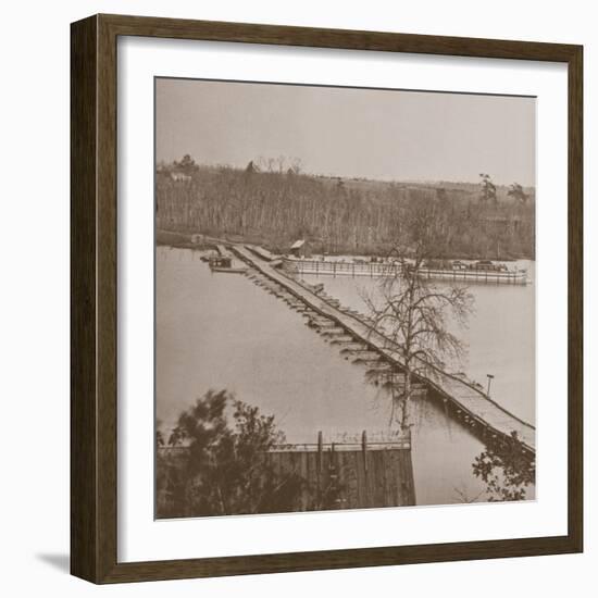 Federal Pontoon Bridge over the Appomattox (B/W Photo)-Mathew Brady-Framed Giclee Print