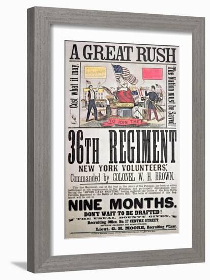 Federal Recruiting Poster for the 36th Regiment, New York Volunteers-American School-Framed Giclee Print