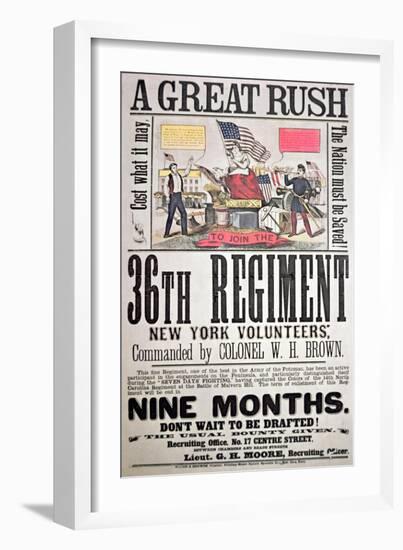 Federal Recruiting Poster for the 36th Regiment, New York Volunteers-American School-Framed Giclee Print