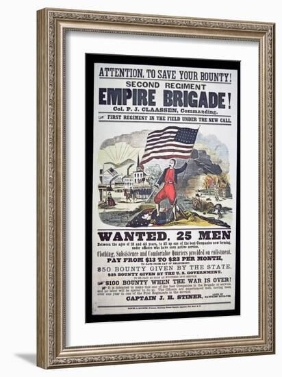 Federal Recruiting Poster for the Second Regiment, Empire Brigade-American School-Framed Giclee Print