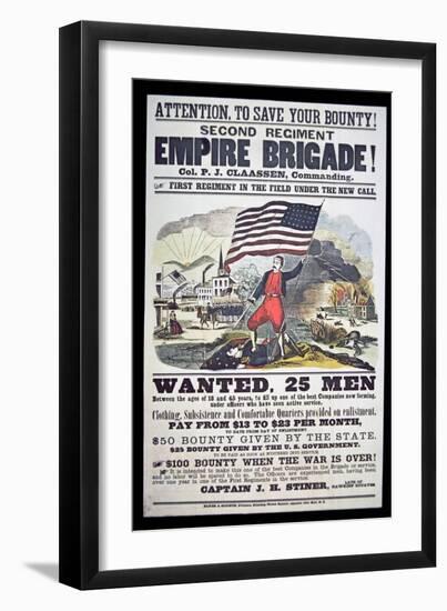 Federal Recruiting Poster for the Second Regiment, Empire Brigade-American School-Framed Giclee Print