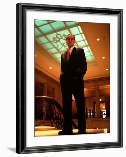 Federal Reserve Bd. Chmn. Alan Greenspan, Probably in NYC-Ted Thai-Framed Premium Photographic Print