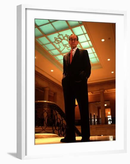 Federal Reserve Bd. Chmn. Alan Greenspan, Probably in NYC-Ted Thai-Framed Premium Photographic Print