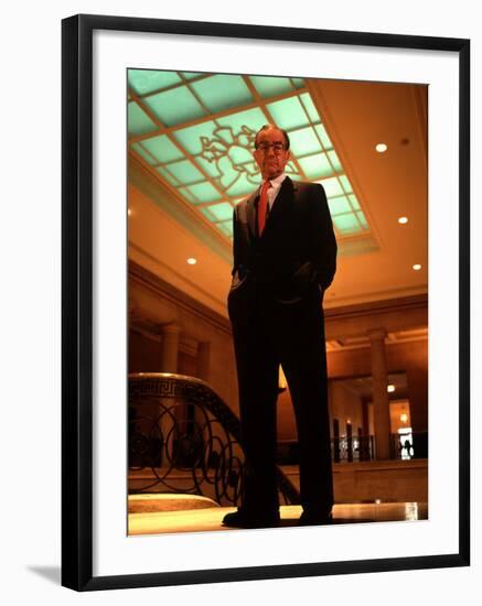 Federal Reserve Bd. Chmn. Alan Greenspan, Probably in NYC-Ted Thai-Framed Premium Photographic Print