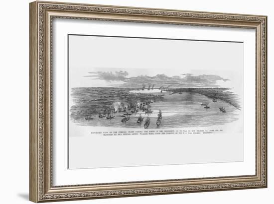 Federal Ships on the Mississippi on their Way to New Orleans-Frank Leslie-Framed Art Print