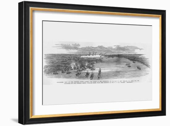 Federal Ships on the Mississippi on their Way to New Orleans-Frank Leslie-Framed Art Print