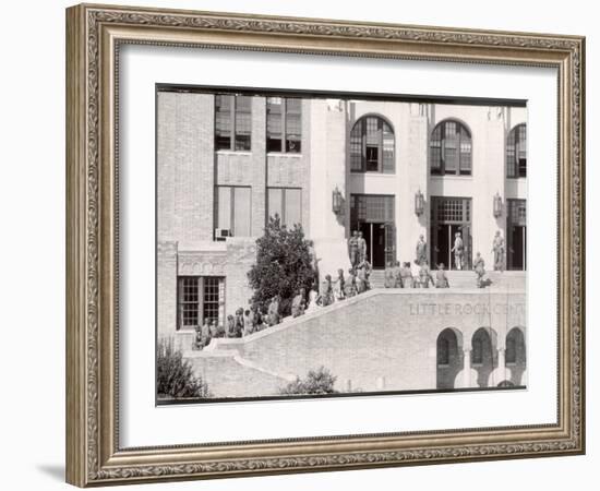 Federal Troops Escorting African American Students into School During Integration-Ed Clark-Framed Photographic Print