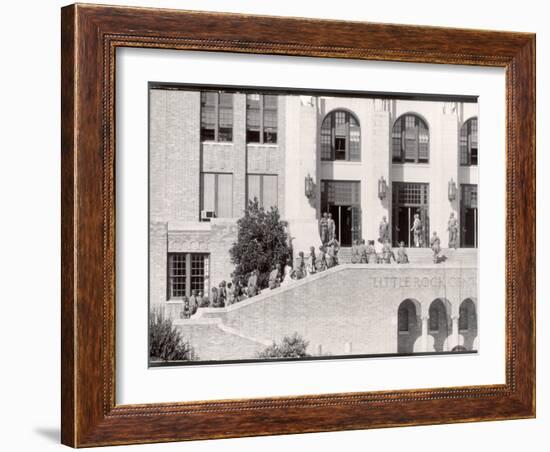 Federal Troops Escorting African American Students into School During Integration-Ed Clark-Framed Photographic Print