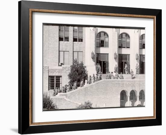 Federal Troops Escorting African American Students into School During Integration-Ed Clark-Framed Photographic Print