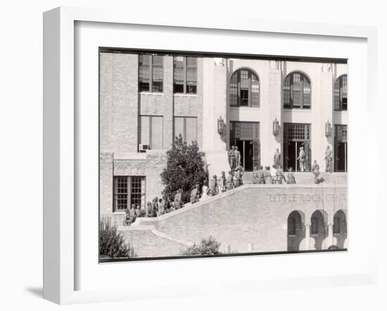 Federal Troops Escorting African American Students into School During Integration-Ed Clark-Framed Photographic Print