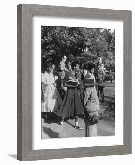 Federal Troops Escorting African American Students to School During Integration-Ed Clark-Framed Photographic Print