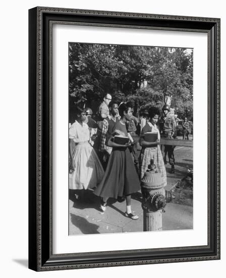 Federal Troops Escorting African American Students to School During Integration-Ed Clark-Framed Photographic Print